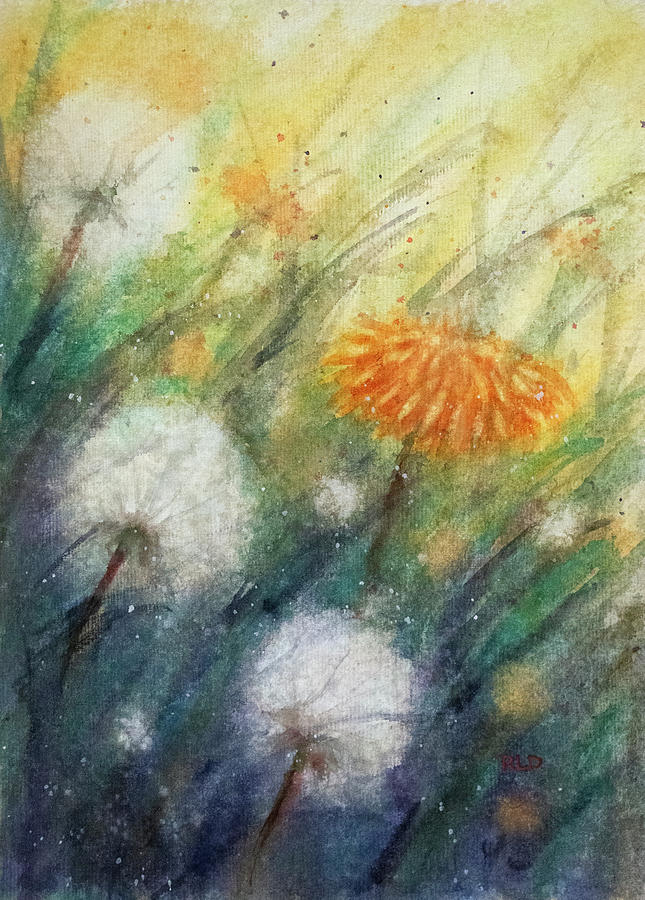Dandelion Fluff Painting by Rebecca Davis