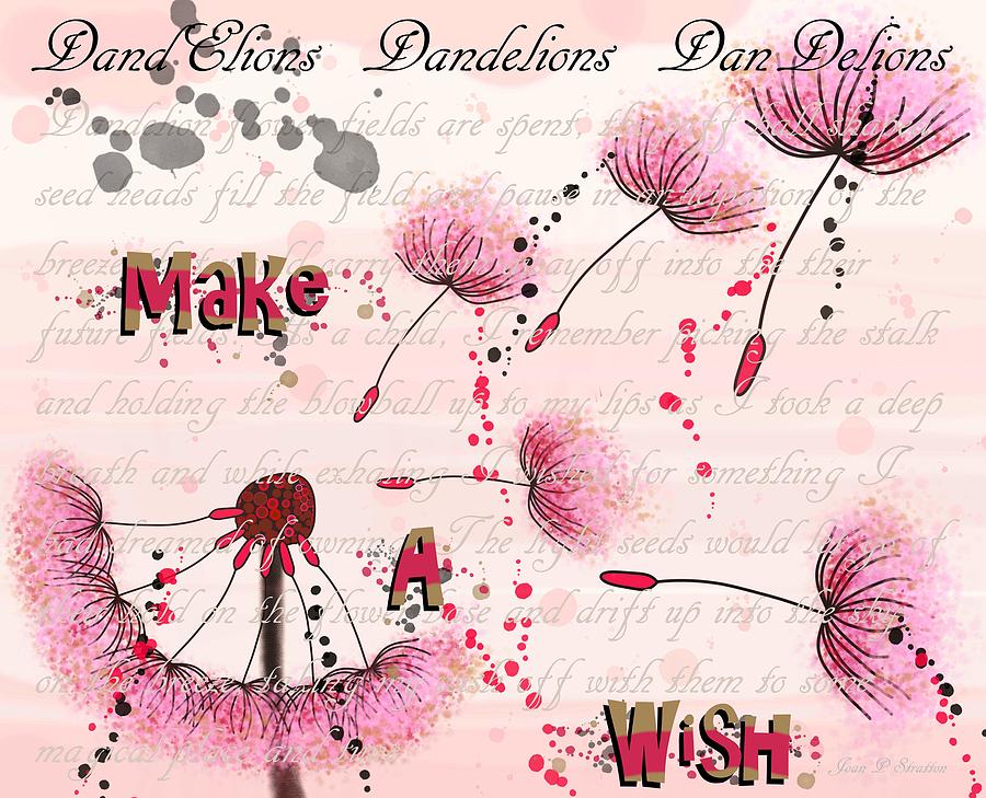 Dandelion Make A Wish Drawing by Joan Stratton