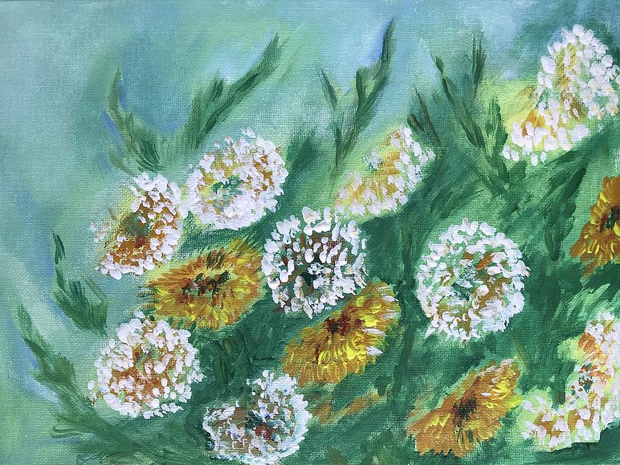 Dandelions.  Waiting for summer . Painting by Tetiana Bielkina
