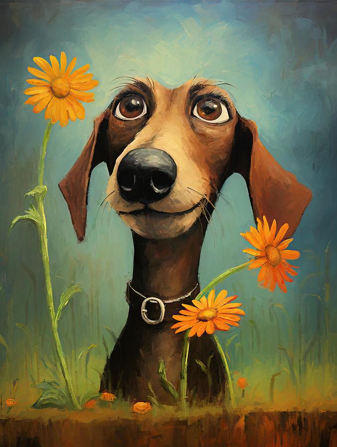 Dandy Daisy Dog Digital Art by Lisa S Baker