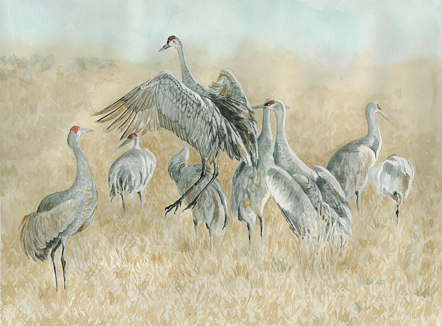 Dance of the Cranes Painting by Cindy Jacobs Fine Art America