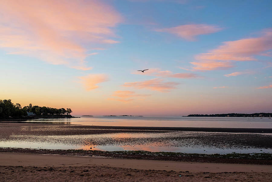 Dane Street Beach in Beverly MA Morning Light Red Clouds Photograph by Toby McGuire