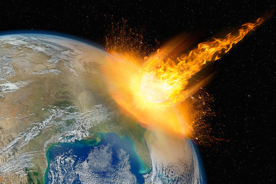 Dangerous asteroid hits Earth Photograph by Lukasz Szczepanski