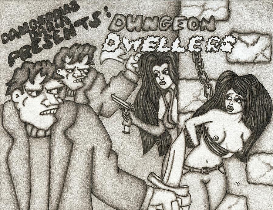 Surrealism Glass Art - Dangerous Daria Presents Dungeon Dwellers by James Griffin