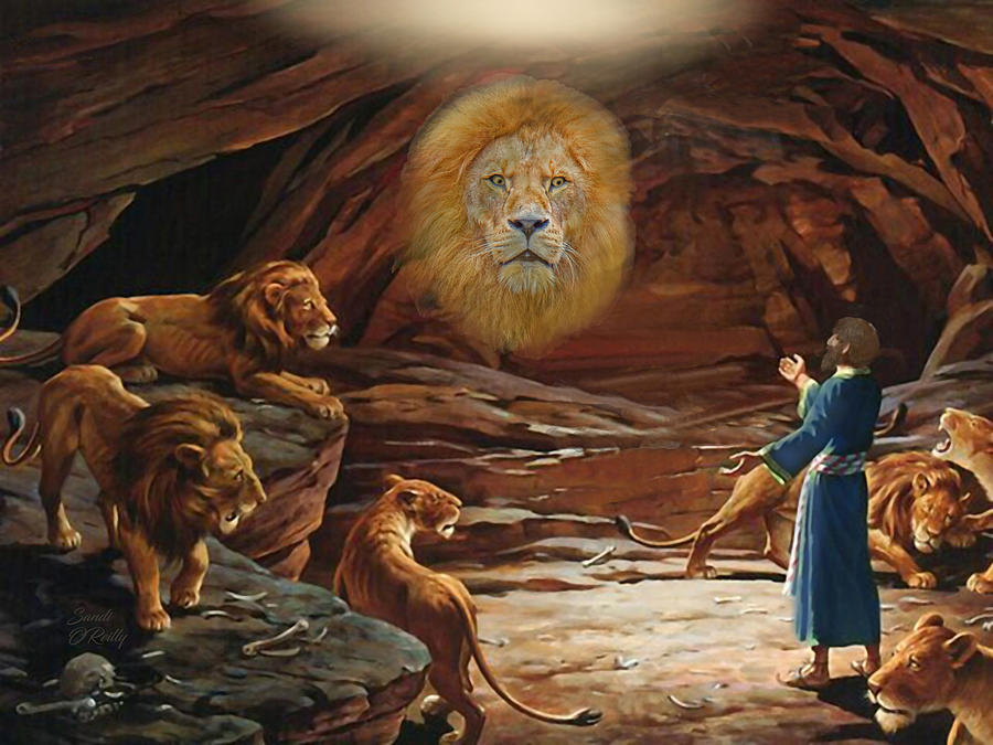 Daniel And The Lion Of Judah In Lions Den Mixed Media by Sandi OReilly ...