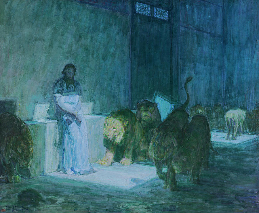 Vintage Painting - Daniel in The Lions Den by Henry Ossawa Tanner 1907 to 1918  by Henry ossawa Tanner