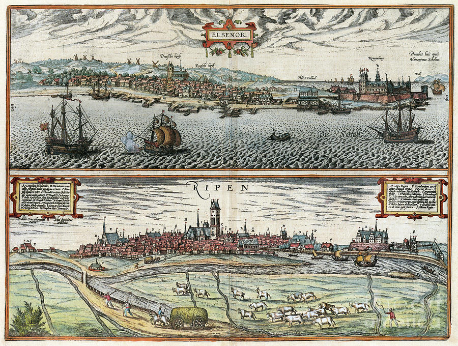 Danish Cities, 1598 Drawing by Georg Braun and Franz Hogenberg