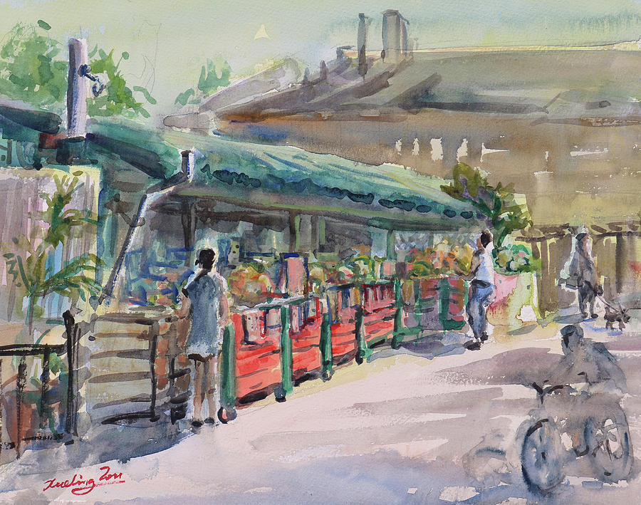 Dans Farmers Market Painting by Xueling Zou