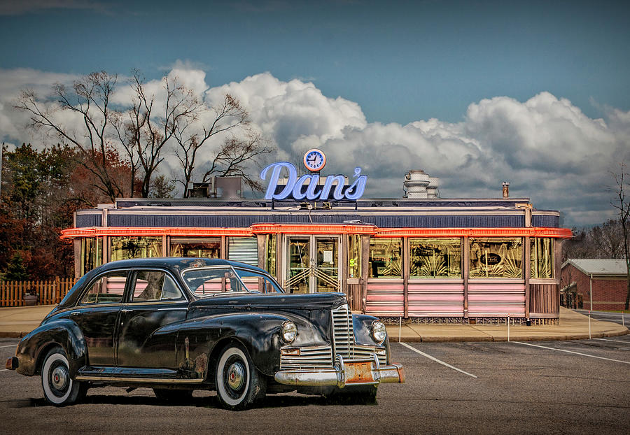 Dans Retro Diner with 1950s Automobile in the daylight Photograph by Randall Nyhof