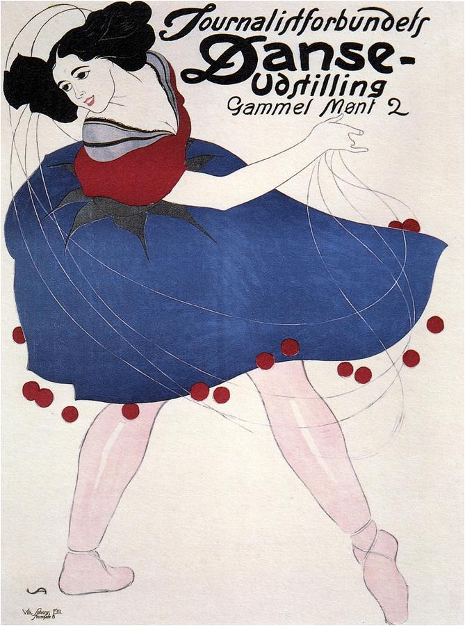 Danse Udstilling - Dancing Competition - Art Nouveau Vintage Poster Digital Art by Studio Grafiikka