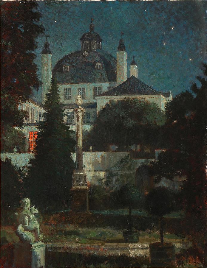 Nikolaj Painting - Dansk  Fredensborg Slot ved nattetide  Fredensborg Palace at night by Hans Nikolaj Hansen