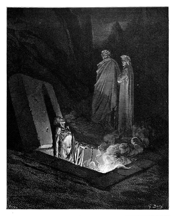 Dante and Virgil before Farinata Drawing by Thepalmer