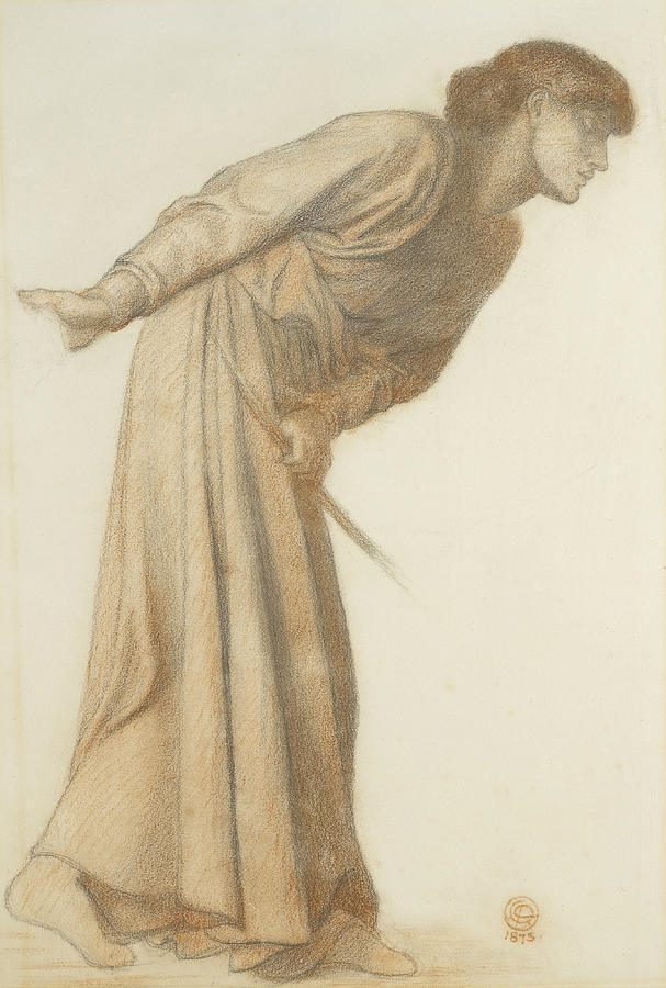Dantes Dream at the Time of the Death of Beatrice, Study for figure of Love  Drawing by Dante Gabriel Rossetti