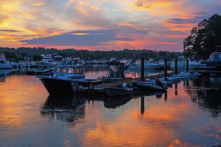 Danvers Massachusetts Crane River Sunrise Yacht Club Harbormaster Boat Photograph by Toby McGuire