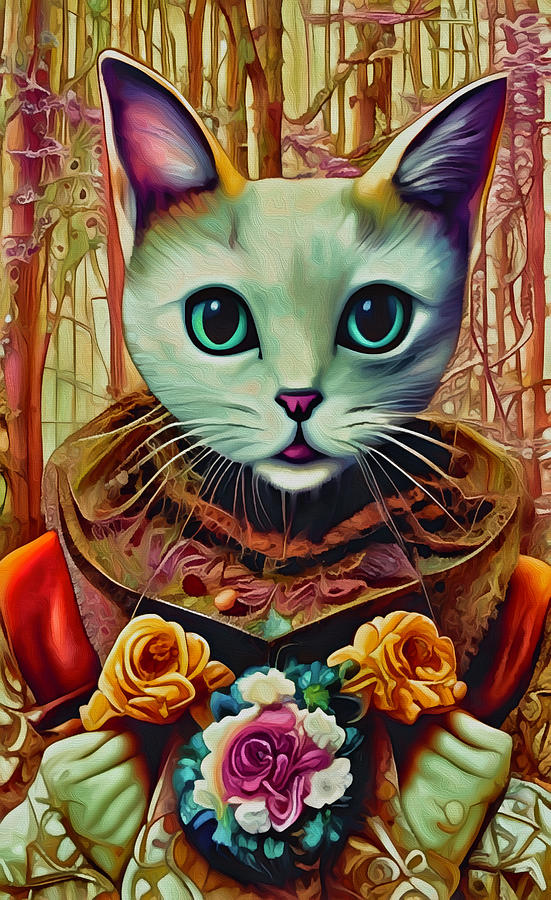 Dapper Siamese Cute Cat Mixed Media by Ann Leech