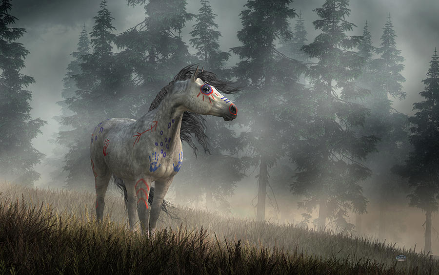 Dapple Gray War Horse Digital Art by Daniel Eskridge