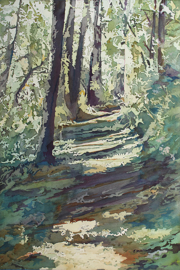 Dappled Spring Trail Painting by Jenny Armitage