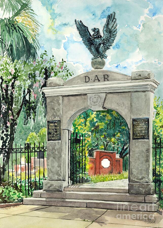 DAR gate, Colonial Park Cemetery Painting by Merana Cadorette