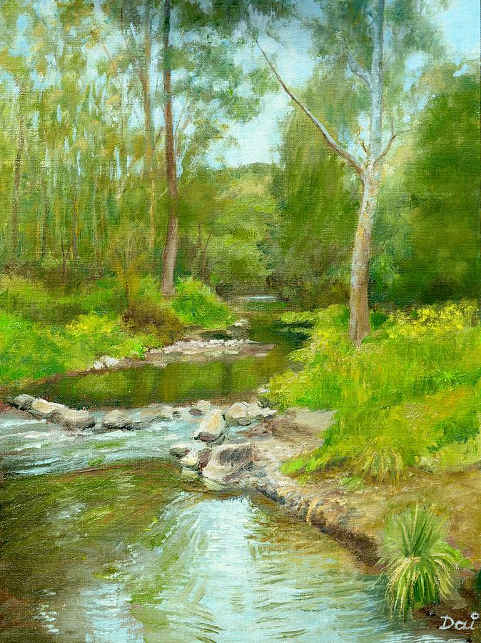 Darebin Creek Mini Rapids Painting by Dai Wynn