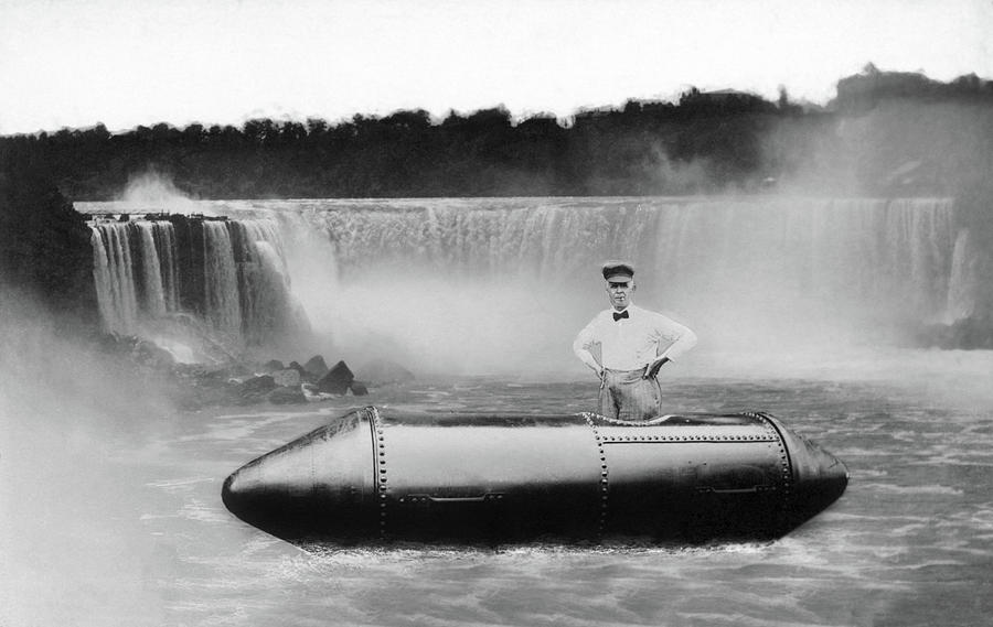 Daredevil Bobby Leach And His Barrel - Niagara Falls - 1911 Photograph by War Is Hell Store