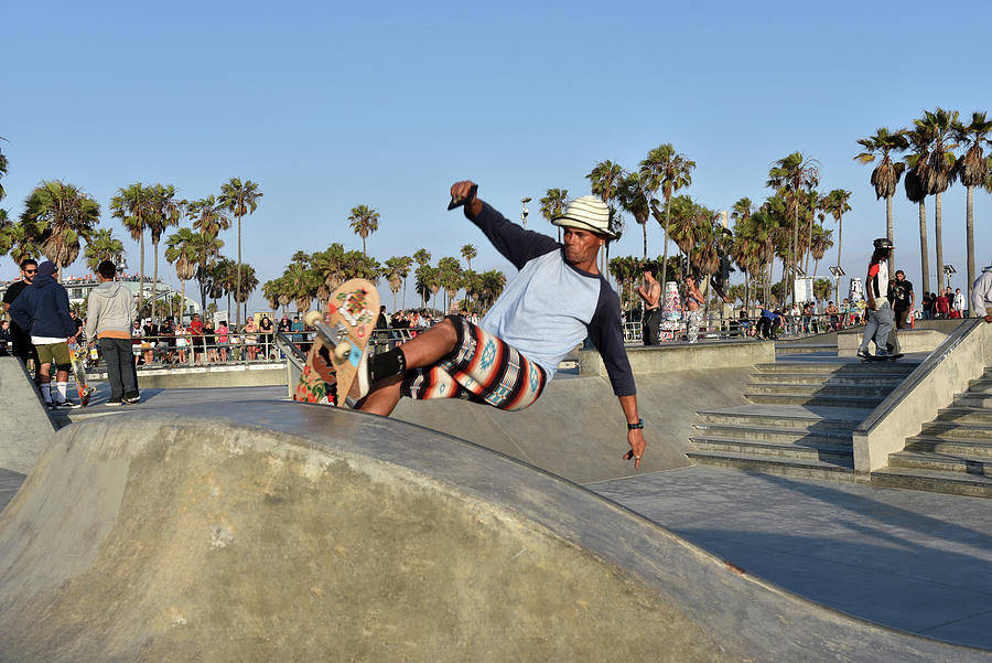 Daredevil skateboarder at Venice Skate Park Photograph by Mark Stout