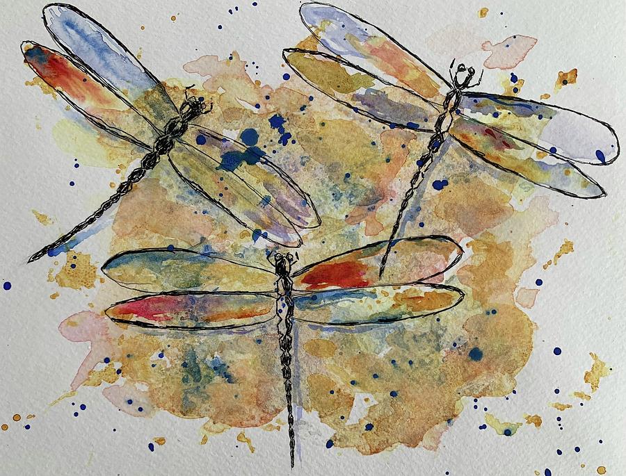 Daring Dragonflies Painting by Jane Hayes