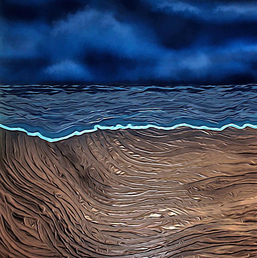 Dark And Stormy Beach Mixed Media by Joan Stratton