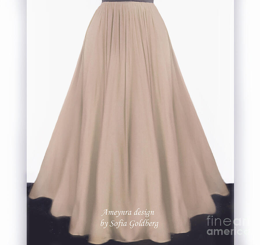 Clothing Photograph - Dark-beige rayon maxi skirt. Ameynra design by Sofia Goldberg