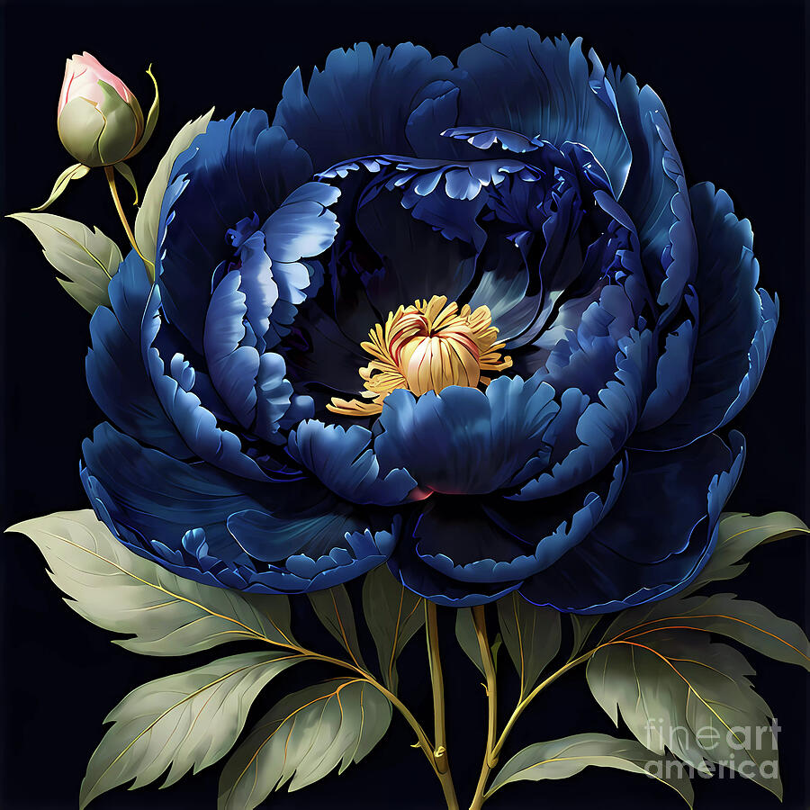 Dark Blue Peony Painting by Ingo Klotz - Fine Art America