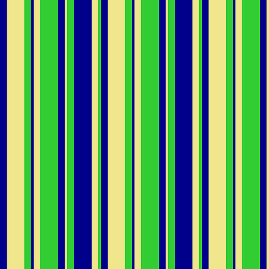 Abstract Digital Art - Dark Blue, Tan, and Lime Green Colored Stripes/Lines Pattern by Aponx Designs
