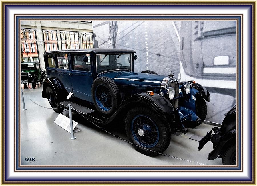 Dark Blue Veteran Saloon Car Of The Late 1920 S L A S With Printed Frame. Digital Art