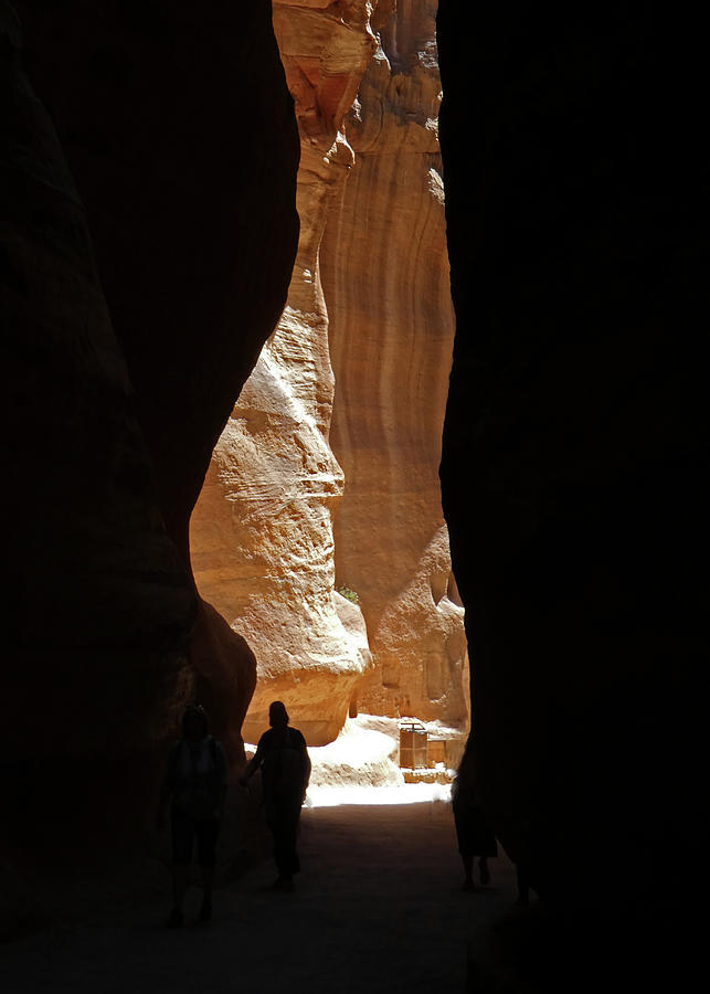 Dark Canyon Walls With Silhouette Of Man Photograph