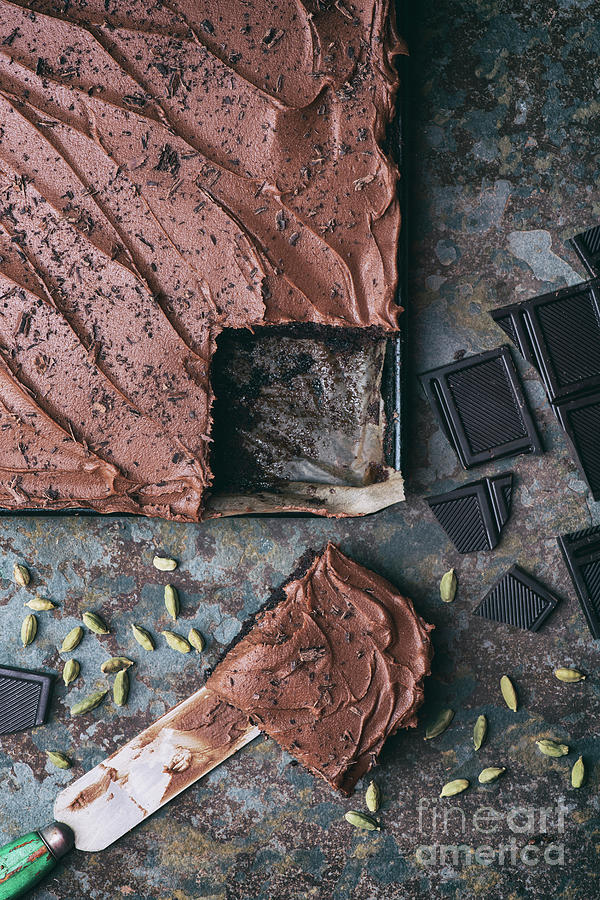 Dark Chocolate Cardamom Sheet Cake Photograph by Tim Gainey