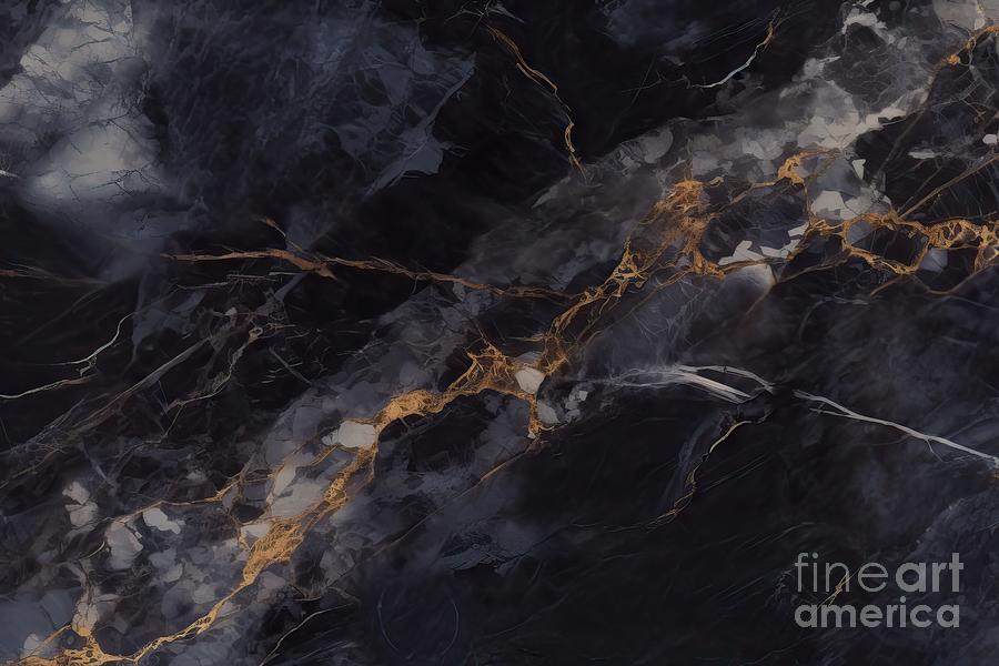 Abstract Painting - Dark Color Marble Texture, Black Marble Background by N Akkash