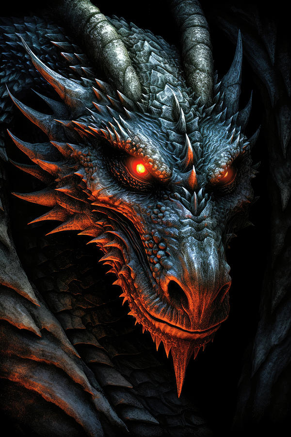 Dark Dragon Portrait 03 Digital Art by Matthias Hauser - Fine Art America