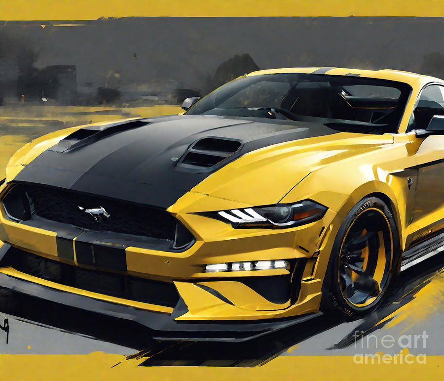 Dark fantasy 208 2021 Ford Mustang Mach 1 Side View Yellow Sports Coupe ...