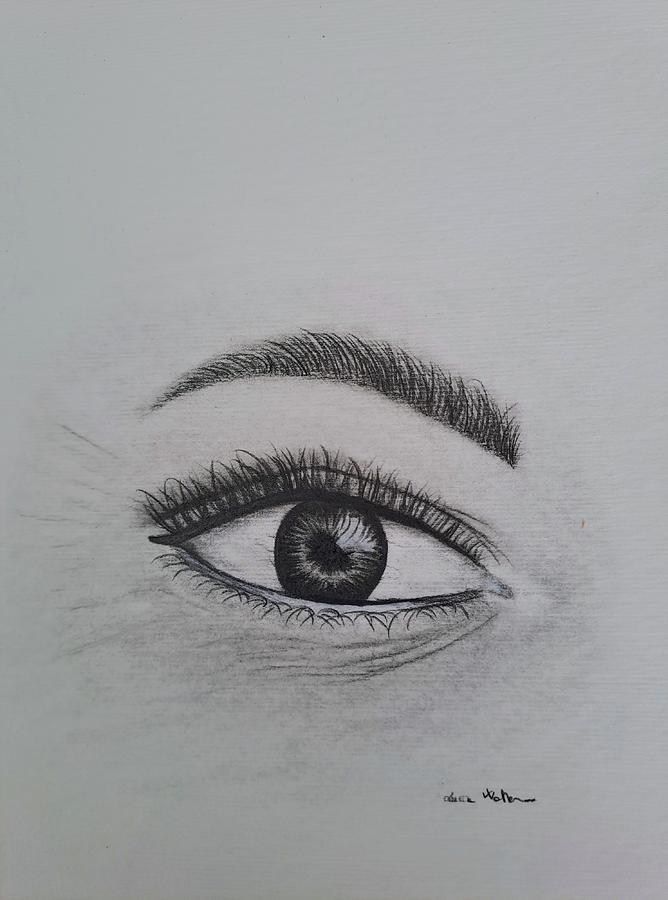 Dark female eye Drawing by Lucia Waterson - Fine Art America