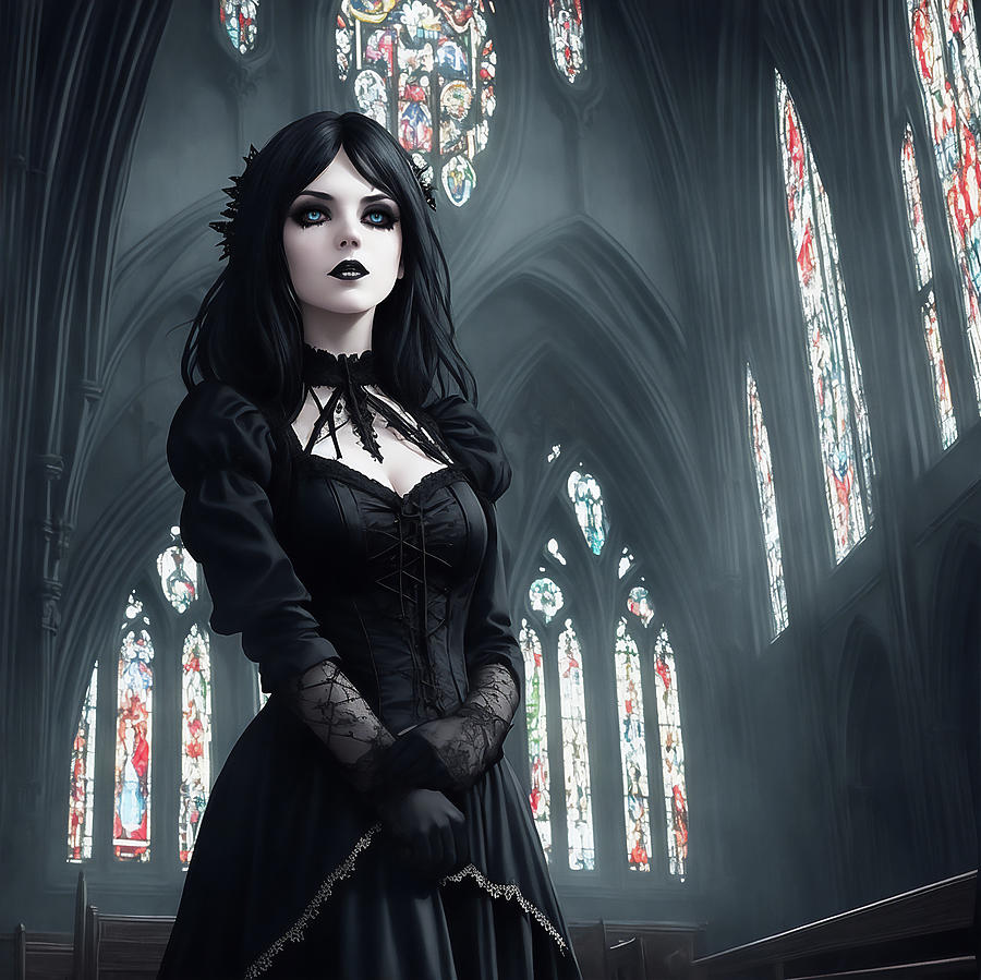 Dark Gothic Girl At Funeral Digital Art By Jim Brey Fine Art America