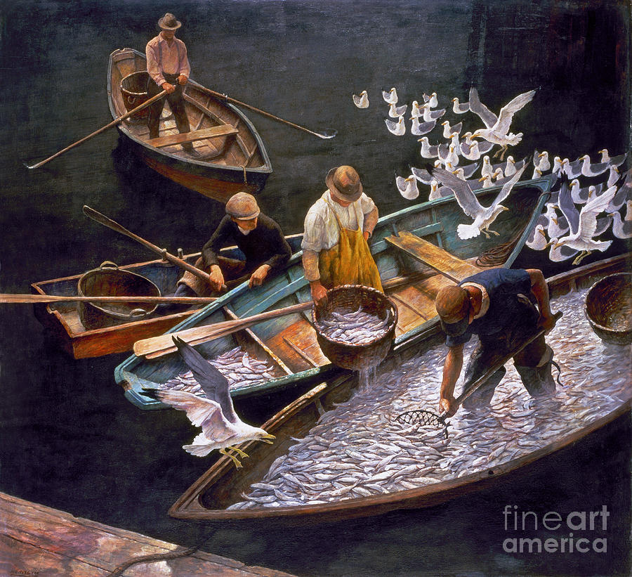 Dark Harbor Fishermen, 1943 Painting by Newell Convers Wyeth