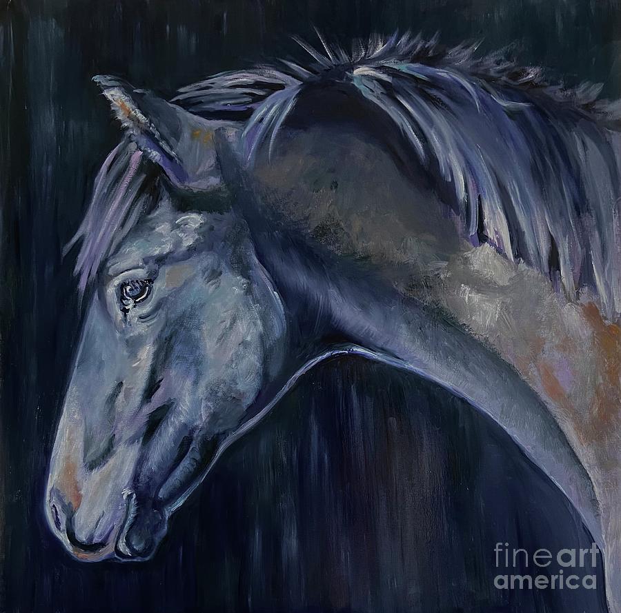 Horse Painting - Dark Horse by Suzanne Leonard