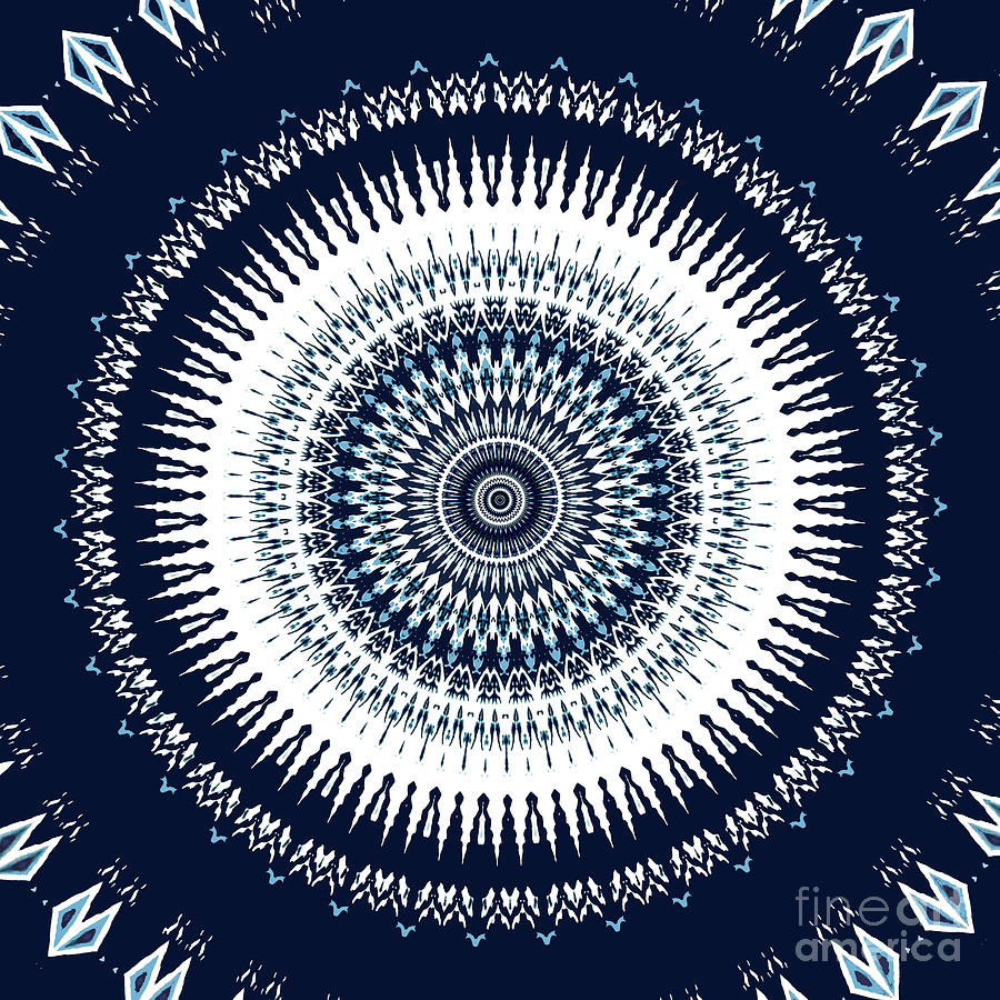 Dark Indigo Blue Mandala Digital Art