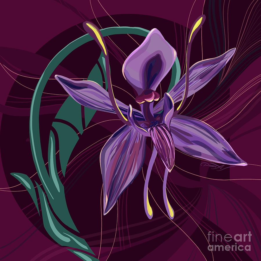 Dark Moon Orchid Painting