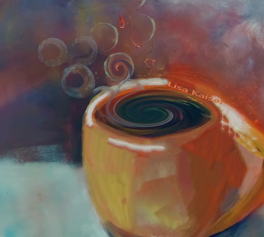 Dark Morning Coffee Warm and Aramatic Painting by Lisa Kaiser