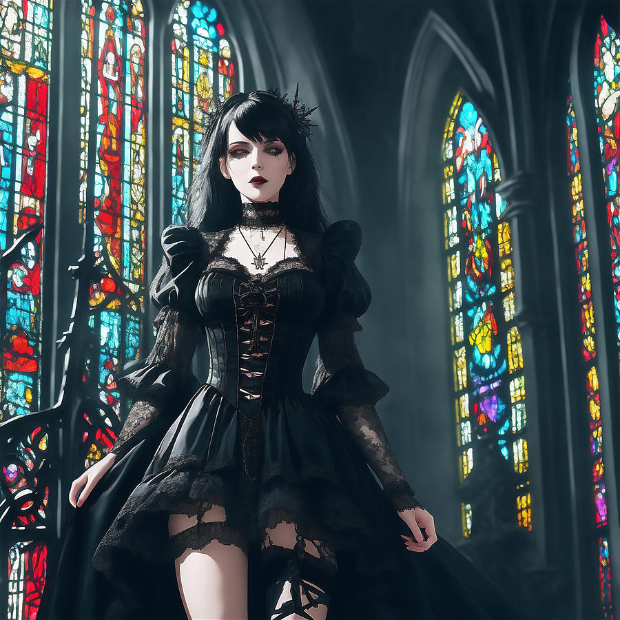 Dark Mysterious Goth Girl In Church Digital Art By Jim Brey Fine Art