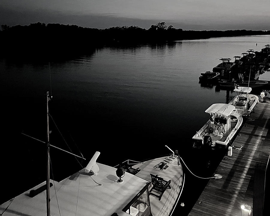 Dark on the Dock BW Photograph by Lee Darnell