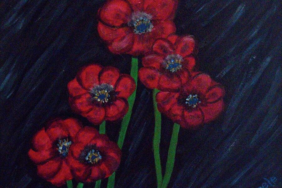Poppy Painting - Dark Poppies by Linda Steele