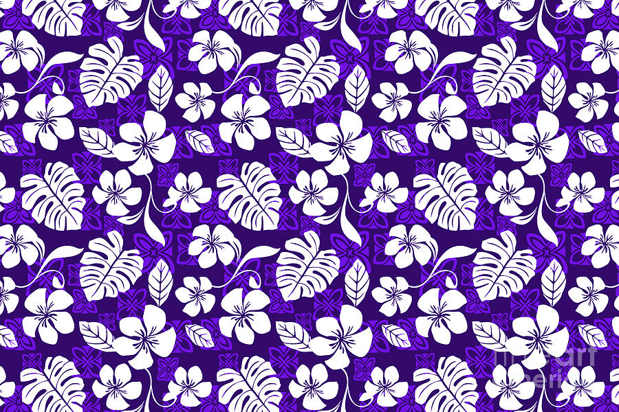 Women's Purple Hawaiian Shirts with Hibiscus Flowers
