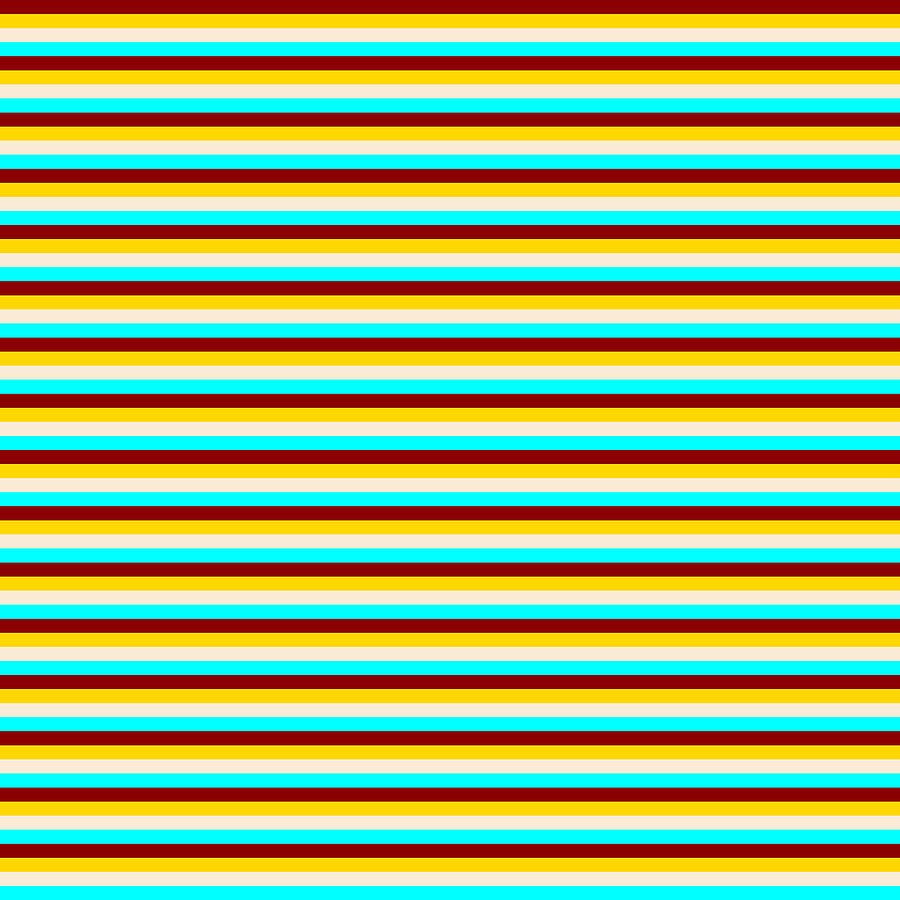 Abstract Digital Art - Dark Red, Yellow, Beige, and Cyan Colored Striped Pattern by Aponx Designs