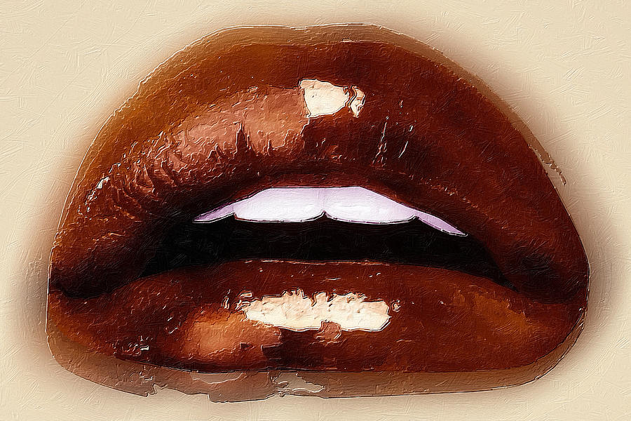 Dark Sexy Lip Messy Mouth Lipstick Painting by Tony Rubino