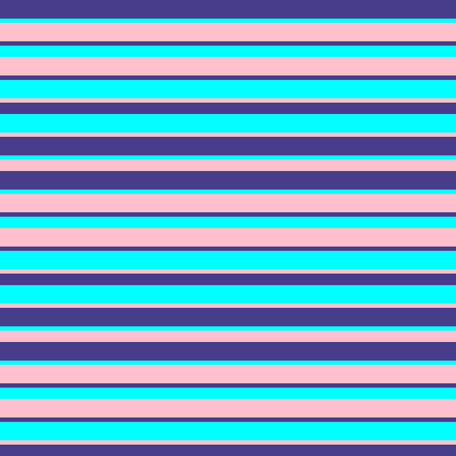 Abstract Digital Art - Dark Slate Blue, Aqua, and Pink Colored Lined/Striped Pattern by Aponx Designs